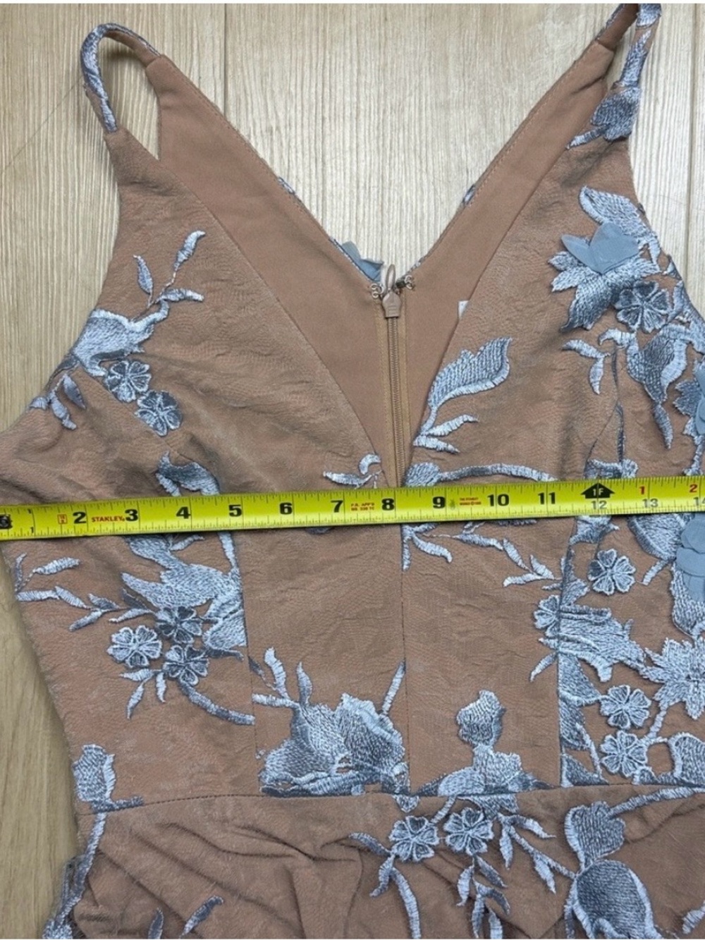 Dress the Population Sheer Floral Appliqué Maxi Dress in Silver - Picture 5 of 6